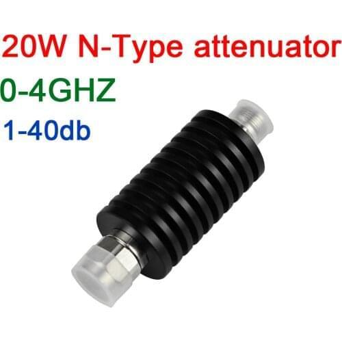 20W N-Type RF Coaxial fixed attenuator 1db,2db,3db.5db,6db.10db.15db.20db.30db,40dB, DC-4GHz 50ohm FOR microwave communication