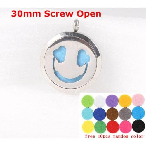 Pads and chain as gift! Round Silver 30mm Aromatherapy Essential Oils Diffuser Locket Pendant Stainless Steel Perfume Necklace
