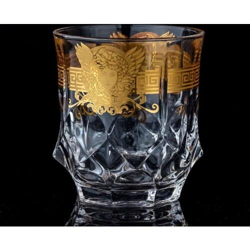 Creative glass whiskey glass Medusa painted gold head wine glass foreign wine glass multifunctional beer glass water glass