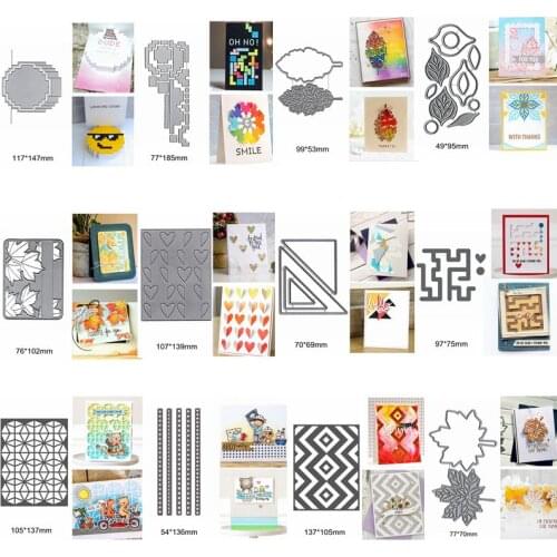 Round Mix Leaves Flower Heart Layered Triangle Square Maze Frame Metal Cutting Dies Make Cards DIY Scrapbook Craft Die Cut 2020