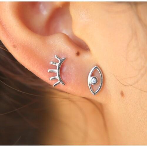 Hot Sale Trust 100% 925 Sterling Silver Womens Jewelry Fashion Cute Eyebrow Evil Eye Stud Earrings Set For Girls Chic Gift