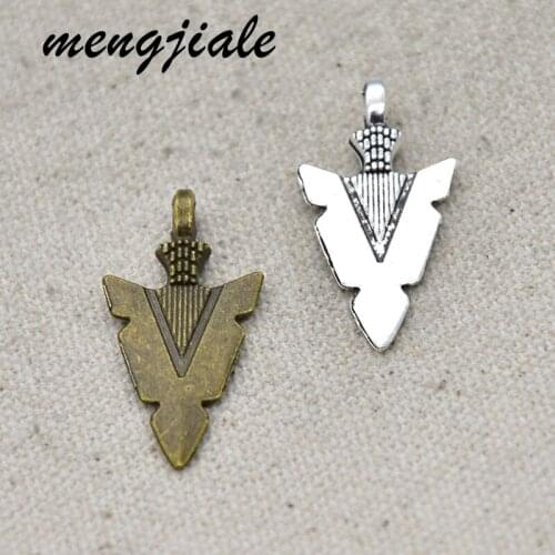 MENGJIALE 30pcs/lot Vintage Arrow Charms Alloy Metal Pendants For DIY Handmade Jewelry Accessories Making 15*31mm