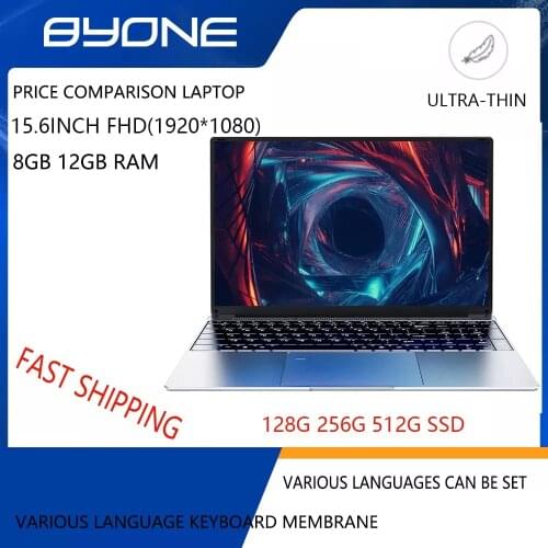 BYONE 15.6 Inch Laptop Intel Celeron J3455,FHD(1920*1080) IPS , 8GB RAM 128G/256G/512G SSD,Windows 10 Thin Portable Notebook PC