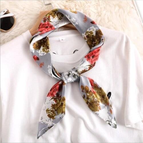 KOI LEAPING new summer decoration woman fashion scarves flower pattern printing small square scarf soft headscarf hot gift