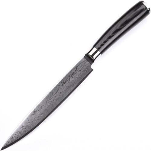 Kitchen Slicing Knife Damascus Chef Knives 8" Professional Meat Knife vg10 Steel 67 Layers Micarta Handle Vegetable Cutter Tools