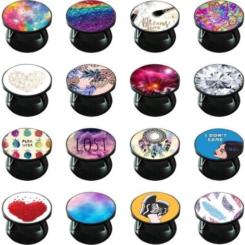 Color Black Phone Expanding Phone Holder Desk Stand and Grip Finger Ring Phone Bracket for Phones