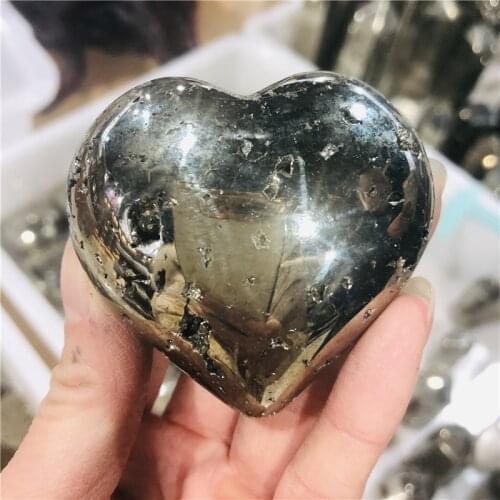 Natural beauty chalcopyrite quartz crystal heart polishing stone healing natural stones and minerals