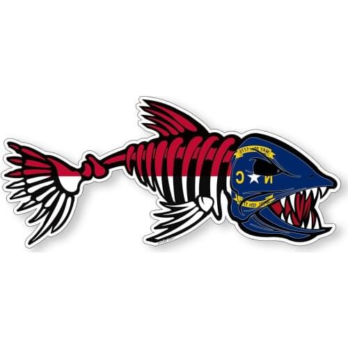 North Carolina Bone Fish Sticker Flag Fishing Car Window Bumper Decals KK Vinyl Motorcycle Accessories PVC 18cm X 8.1cm