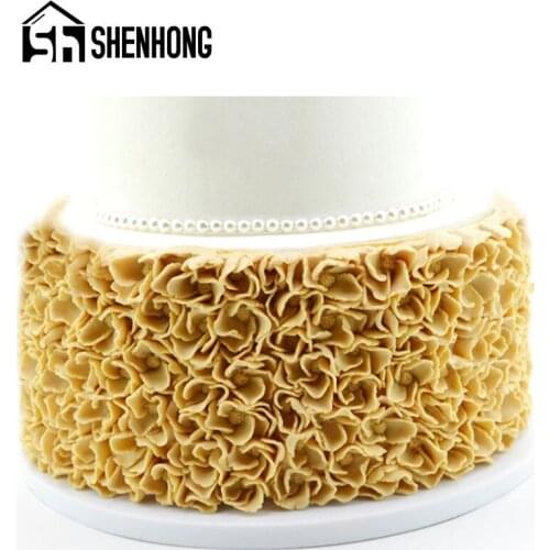 SHENHONG Sugar Craft Border Decorating Silicone Fondant Cake Mold Rose Petal Wedding Birthday Party Pastry Baking Mould