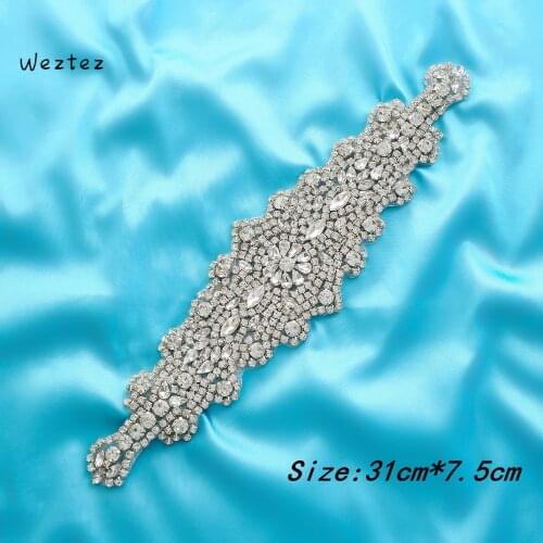Bridal Rhinestone Pearls DIY Handmade Trim Wedding Dresses Applique Crystal Sash With Belt Accessories Wholesale S115