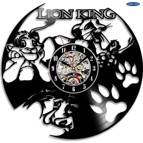 Amazing Handcrafted Lion King Theme Vinyl Clock Gift saat dial vision