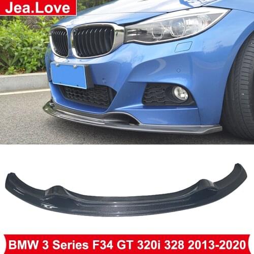 V Style Real Carbon Fiber Front Shovel Bumper Lip Car Body Styling Part For BMW 3 Series F34 GT 320i 328 2013-2020