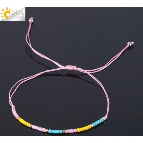 CSJA Japanese Imported Miyuki Bracelet Delica Bead for Women Multicolor String Handwoven Bracelets Mini Boho Charms Jewelry S178