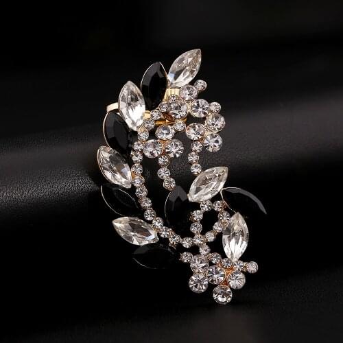 ZLDYOU New Hot Women Gift Zircon Ear Cuff Stud Party Jewelry Full Rhinestone Earcuffs Black Clear Crystal Clip Earrings