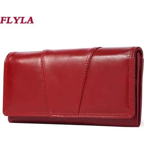 RFID Anti-theft Brush Ladies Long Wallet New Leather Ladies Wallet Retro Mobile Phone Change Clutch