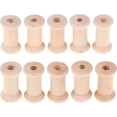 10Pcs Wooden Bobbins Spools Reels Vintage Style Organizer For Sewing Ribbons Twine Wood Crafts Tools Thread Wire Tools