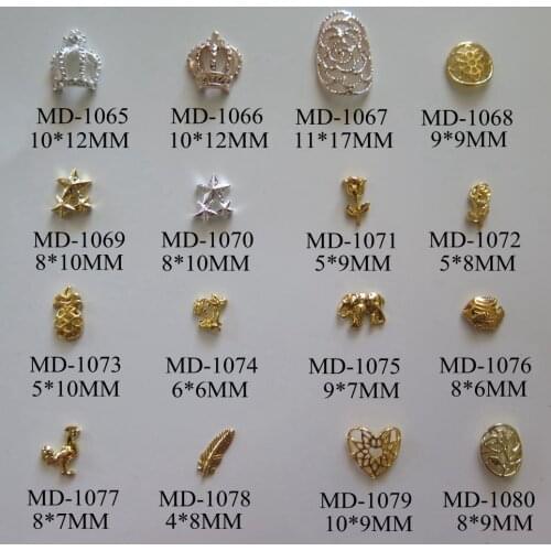MD1065-1080 10pcs Crown Star Flower Pineapple Heart Deco Metal Charms Metal Deco Charms Nail Art