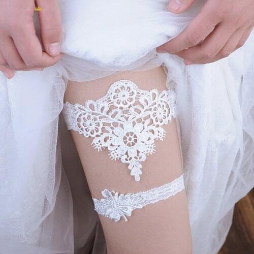 2Pcs Lace Flower Wedding Garter Belt Bridal Thigh Leg Garter Ring For Women Female Bride Sexy Garters