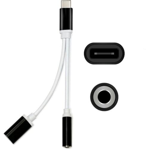 2 In 1 USB-C To 3.5 AUX Audio Cable USB Type C To 3.5mm Jack Audio Splitter Earphone Cable Charging Adapter For Xiaomi Huawei