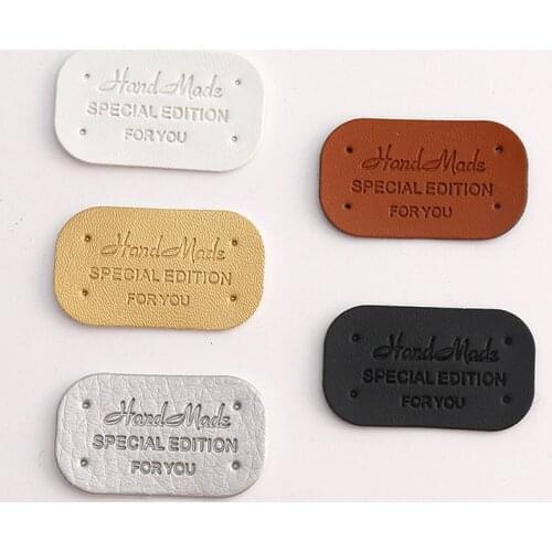 20pcs Hand Made Leather Tags For Clothes Handmade Gift Handcraft Leather Labels DIY Hats Bags Sewing Tags Garment Accessories