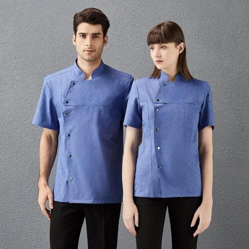 2021 Breathable Mesh Short Sleeve Man Women Chef Uniform Bakery Food Service Kitchen Jackets Hotel Cooking Barber Shop Cook Coat