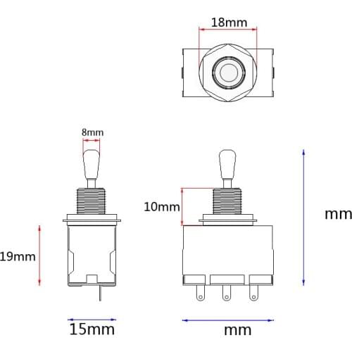 2x3 Way Pickup Selector Toggle Switch Sealed for Electric Guitar Black Knob