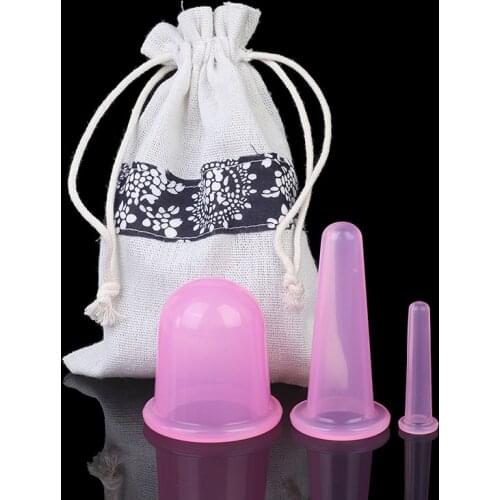 3pcs Jars Silicone Anti Cellulite Cup Vacuum Massager ventouse suction Cups Face Body Pain Relief Massage masajeador Cupping Kit