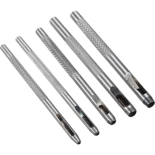 5pcs Steel Leather Punch Hollow Set Hole Craft Set Hollow Puncher Belt Leather Craft for Punch Leather Tool
