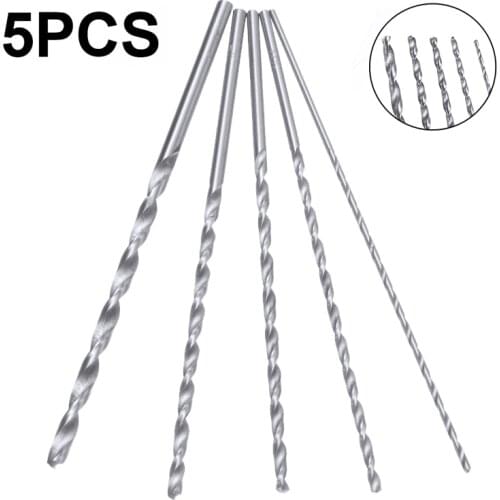 5pc Extra Long HSS Straigth Shank Auger Twist Drill Bits Set Wood Metal Drilling Tools 2mm/3mm/3.5mm/4mm/5mm