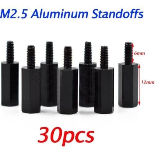 Free Shipping 30PCS M2.5 Hexagonal Standoff Column Pillar Spacers 2.5mm Single Pass 12+6mm Spare Parts For DIY RC Models
