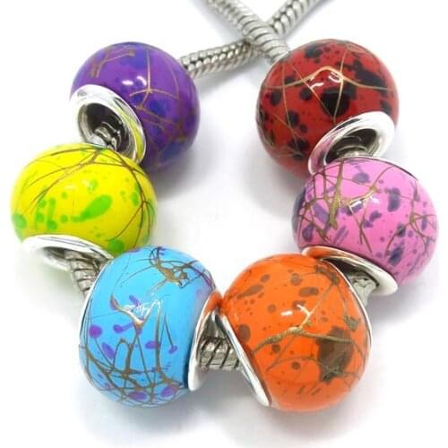 Free Shipping 50pcs color plated big hole glass beads fit European bracelet DIY