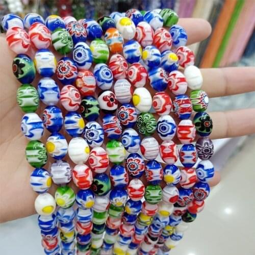 6x8mm 8x12mm Rice Shape Handmade Lampwork Beads Mix Color Loose Lampwork Beads For DIY Jewelry Making Bracelet Strand 16