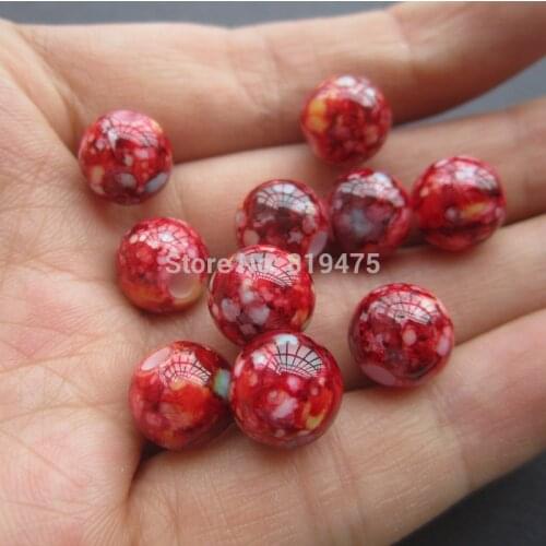 30 Pieces/lot) 8mm 10mm Acrylic beads Printing beads Red Blue Yellow Color for jewelry making