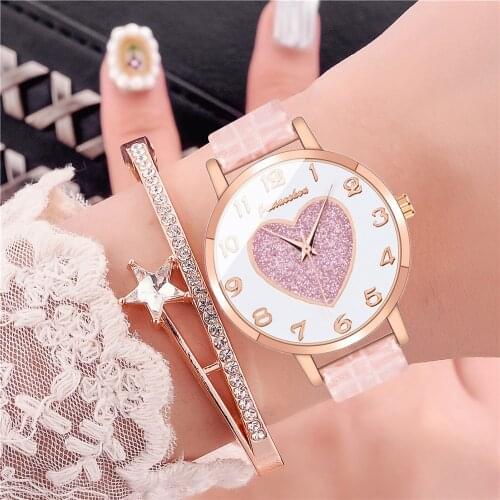 Luxury Romantic Heart Women Wrist Watches Fashion Ladies Leather Quartz Watches Clock Gift Zegarek Damski