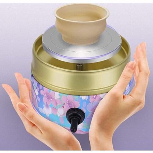Electric Pottery Wheel Potters Wheel Forming Machine Mini Pottery Turntable With Tray & Sculpting Kit DIY Ceramic Clay Tools