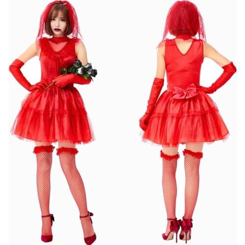Red Ghost Bride Costume Cosplay Women Bloody Mary Halloween Ghost Princess Dress Clothing Halloween Costume For Adult Women
