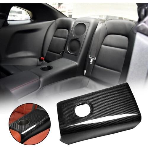 Armrest Box Cover Waterproof Anti-scratch Carbon Fiber Dust-proof Car Rear Seat Armrest Box Trim for Nissan GT-R35 2008-2016 Lef