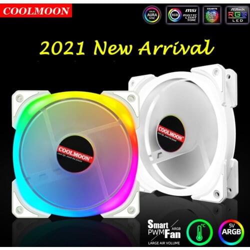 Coolmoon 4Pin PWM 5V 3Pin ARGB Computer Heatsink Cooler Radiator 12cm Cooling Fan for Chassis PC Case Water Cooling Accessories