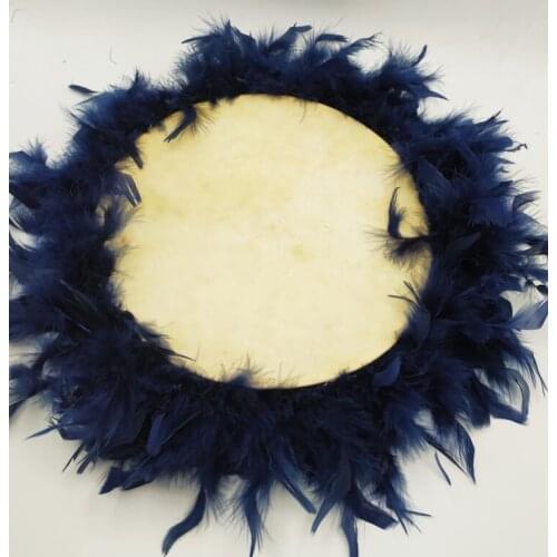 Leather Tambourine 18 cm Small Size Dark Blue Shaggy (S18LATEF)
