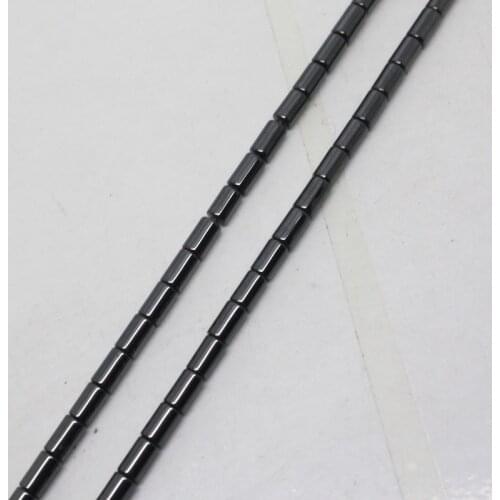 Mini. order is $7!3x5mm Natural Black Hematite Cylindrical Tube Loose Beads Spacer 15"