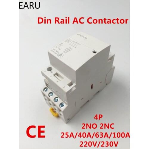 GPCT1 4P 25A 40A 63A 100A 2NC 2NO 220V/230V 50/60HZ Din Rail Household Module Modular Ac Contactor For Home Hotel Resturant