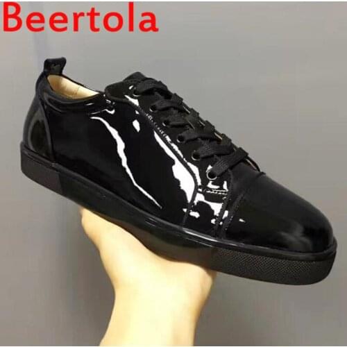 Newest Brand Beertola Patent Leather Casual Men Shoes Luxury Designer Loafers Shoes Men Zapatillas Hombre Black Big Size
