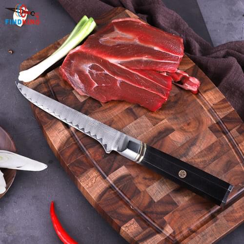 Professional 6 inch Boning Knife damascus blade Ebony Wood Octagonal Handle Ladder Pattern 67 Layers Damascus Steel bone Knives