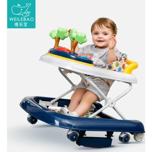 6-18Months Baby Balance First Steps Car Early Educational Music Adjustable Baby Walker Kids Toddler Trolley Sit-to-Stand Walker