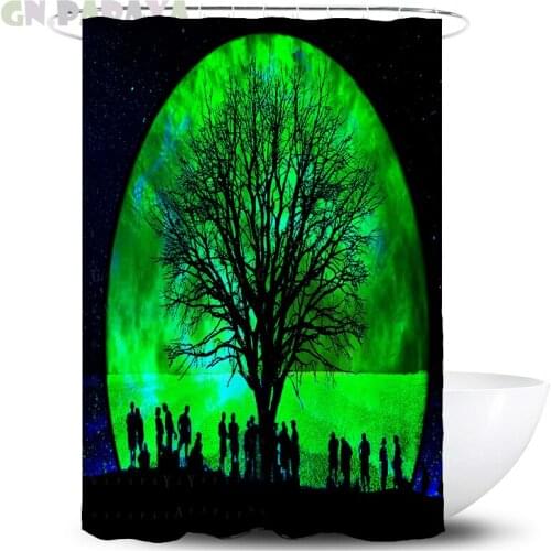 Psychedelic forest Bath Curtains Waterproof Polyester Moon night hippy art Shower Curtains Screen with Hooks farmhouse decor