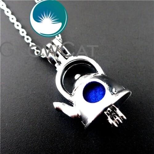R-K623 Teapot Kettle Beads Cage Essential Oil Diffuser Oyster Pearl Cage Locket Pendant Necklace Women Girl Gift