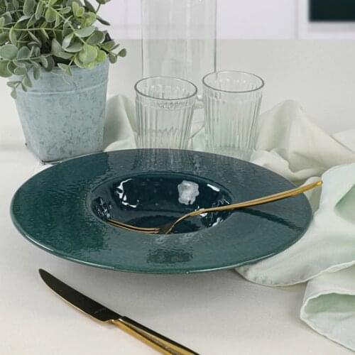 Luster Blue Gourmet Pasta Plate 28 Cm 1 Pcs Stoneware Earthenware