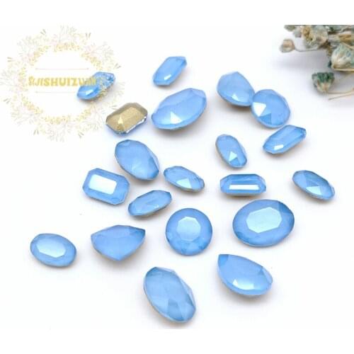 Mixing Mocha blue shape and sizes Glass Crystal rhinestones DIY Clothing accessories and nails