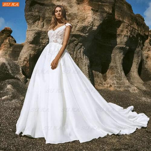SU KA Satin Wedding Dresses