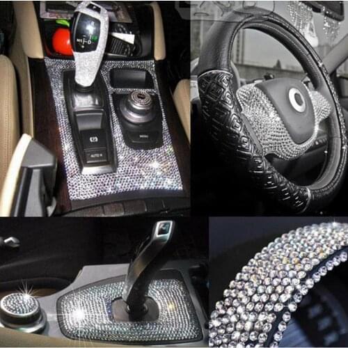 Diy Car Decoration Artificial Crystal Rhinestones Diamonds Bling Sticker Auto Accessories Switch Steering Wheel Decorative